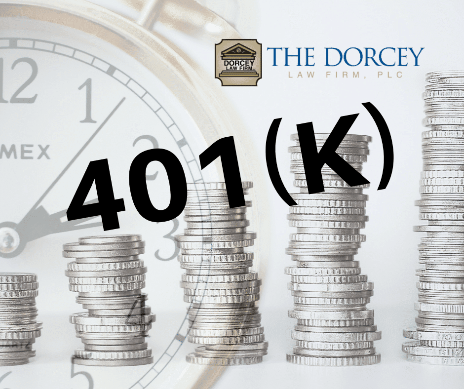 401(k) text with coins in the background